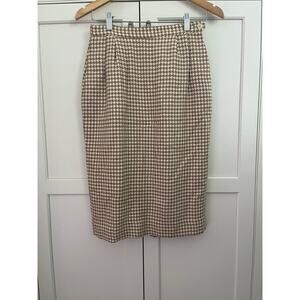 Austin Reed vintage pencil skirt brown beige houndstooth Sz. 4